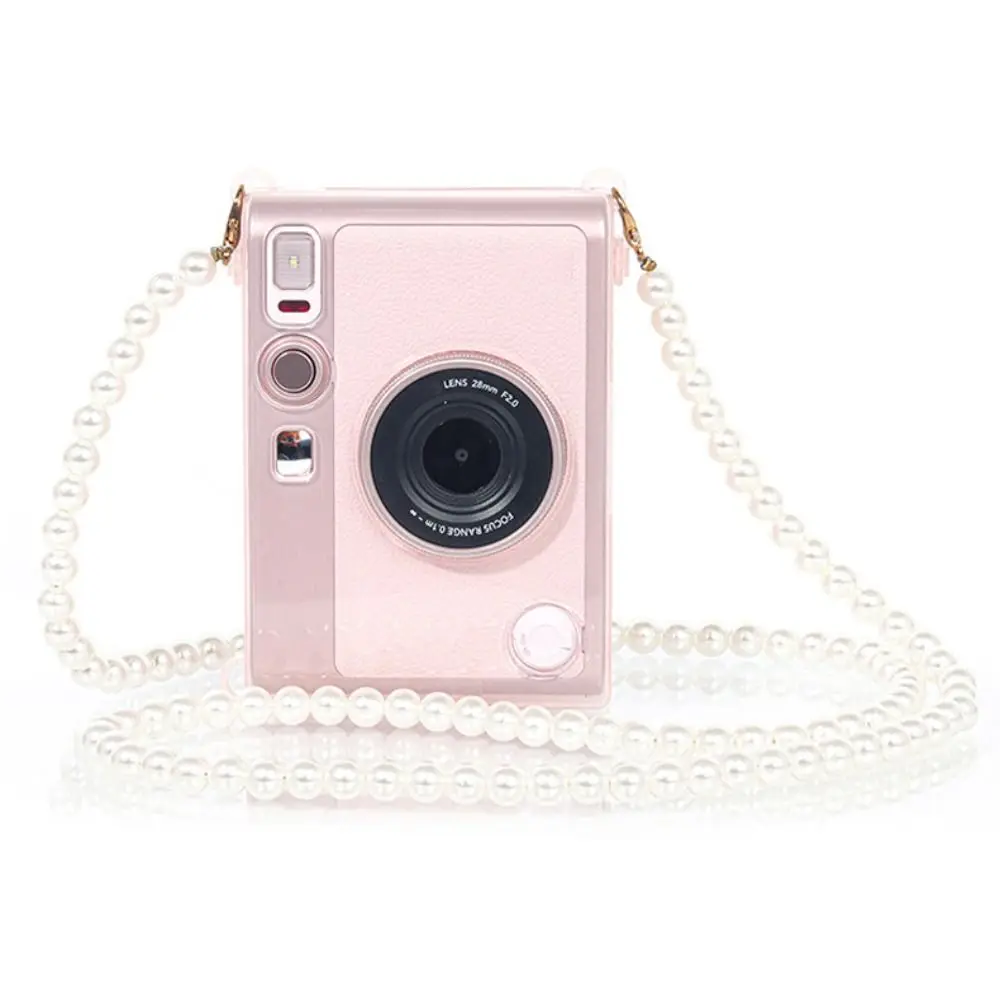 with Pearl Chain Carrying Case Crystal Wear Resistant Protective Cover Portable Hard for Fujifilm Instax Mini EVO view 5