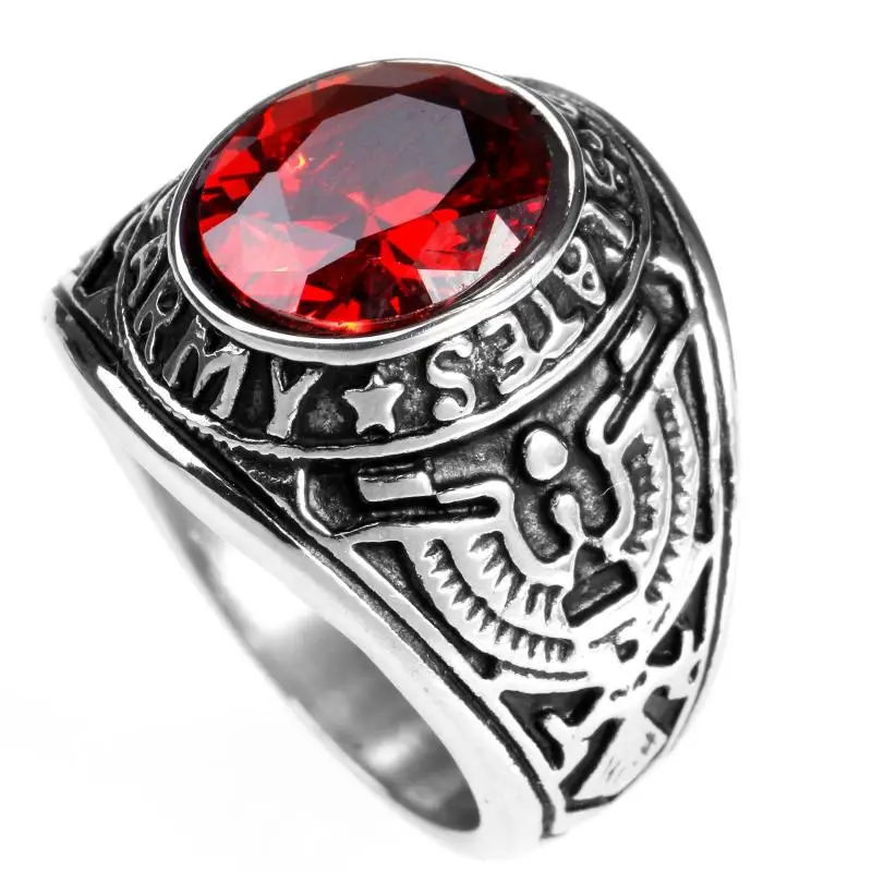 New Fashion Trend Personality Men\'s Ring Domineering Red Green Blue Black Gemstone Inlaid Creative Jewelry Accessories