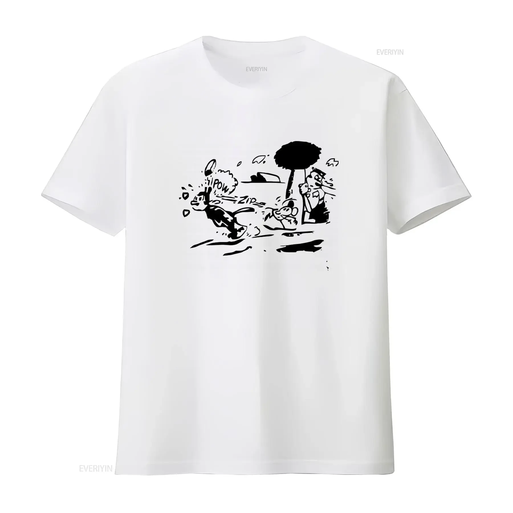 Men's Pulp Fiction Jules Krazy Kat Cartoon Print Light Blue T Shirt S 5XL vintage Washed graphic Soft designer clothes