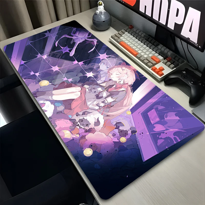 Mouse Pad Laptop Anime Extended Desktop Mat Computer Gamer Mousepad PC Gaming Accessories W-wuthering Waves Encore Keyboard Pad