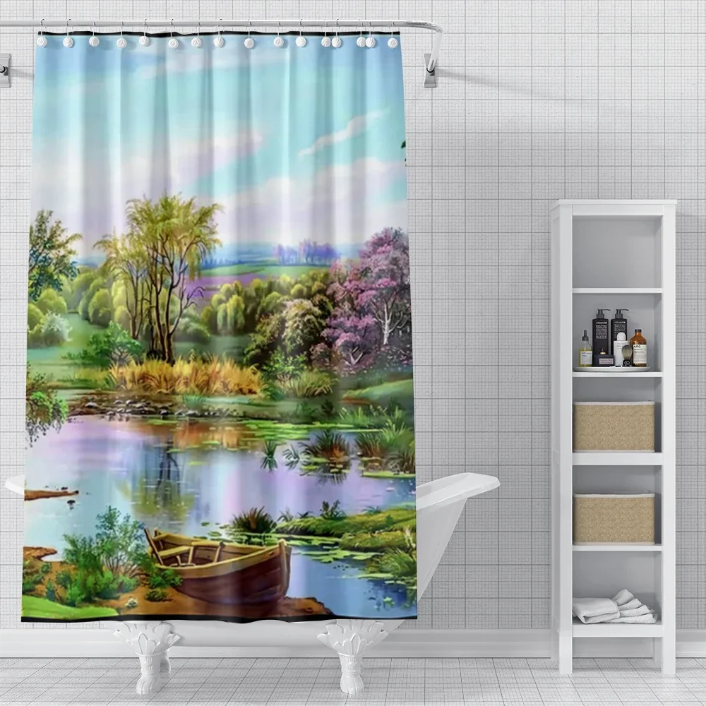 home shower curtains for bathroom Oil painting style waterproof fabric bathroom Curtains modern shower curtain 180x200 240x200