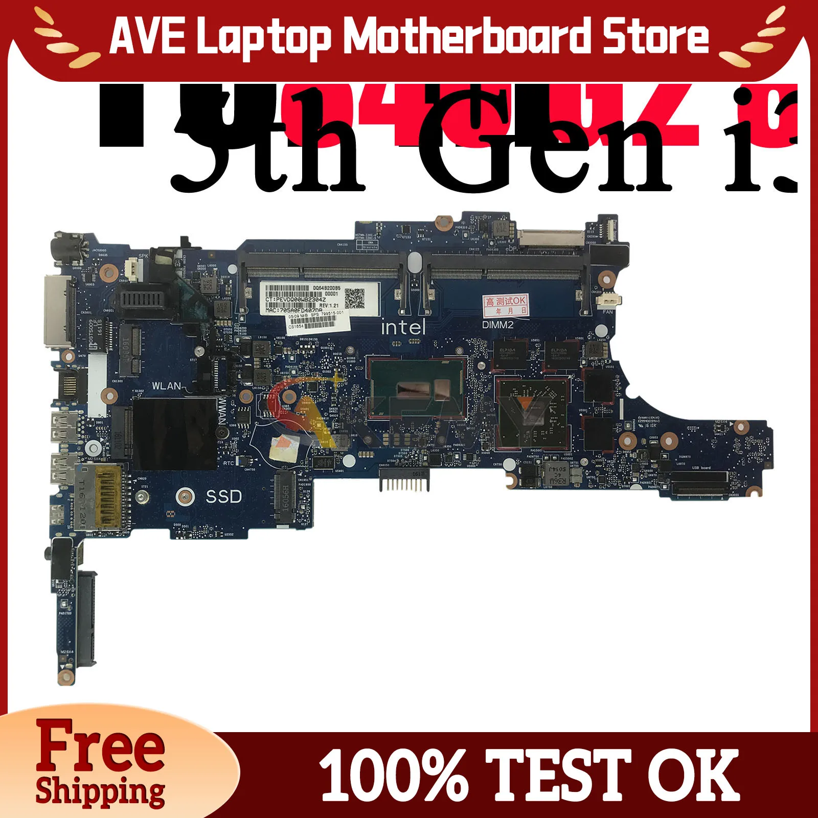 6050A2637901 ل HP EliteBook 840 G2 850 G2 اللوحة الأم للكمبيوتر المحمول مع i5 i7 5th Gen CPU 216-0855009 799510-601 100% تم اختبارها بالكامل