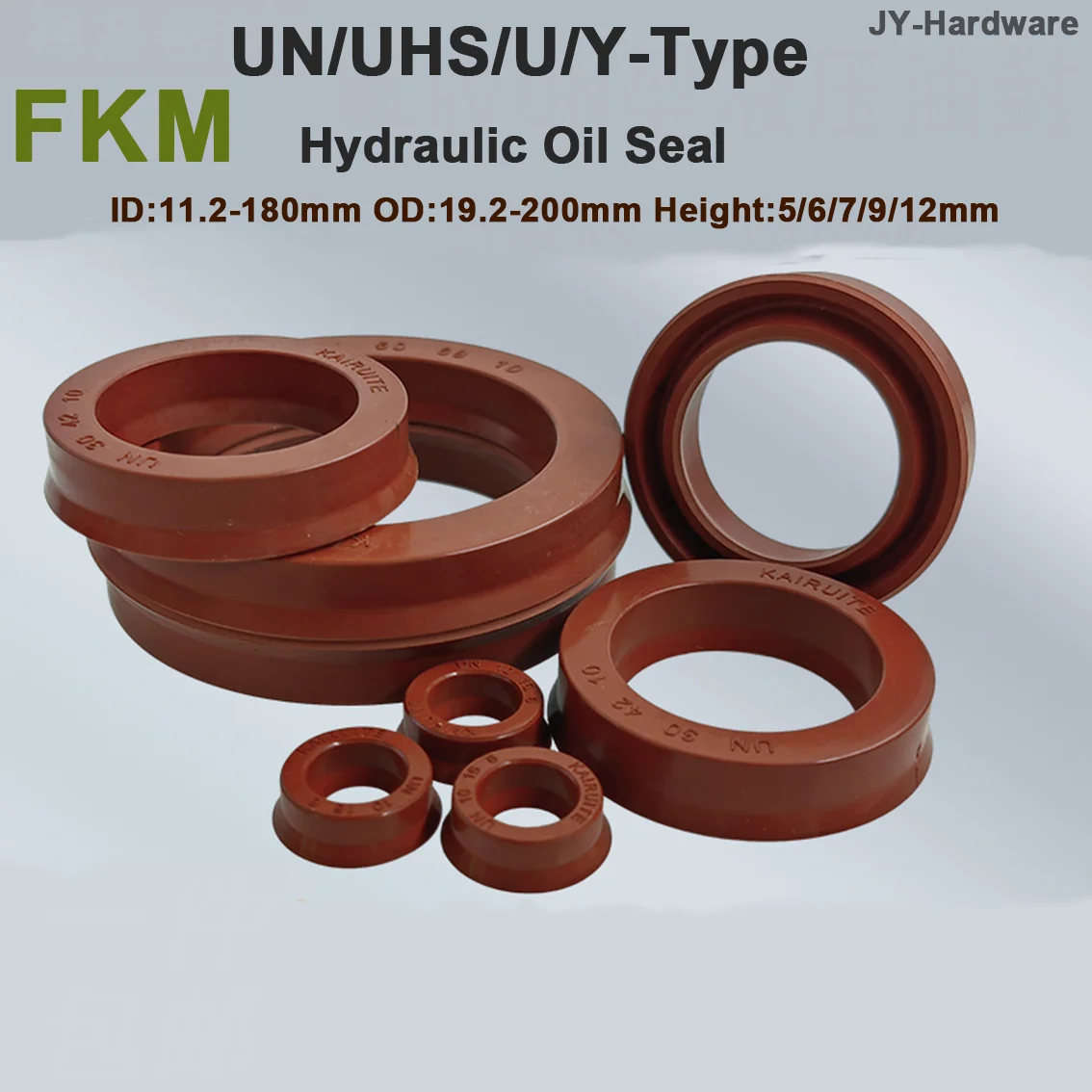 FKM Fluor Rubber UN/UHS/U/Y Hydraulic Cylinder Oil Seal Ring ID11.2-18mm Shaft Hole Universal for High Temperature Resistance