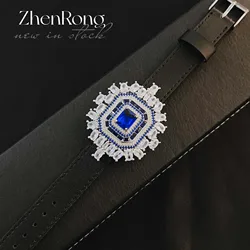 Foydjew Luxury Designer Jewelry High Quality Simulation Sapphire Pendant Choker Necklaces Leather Wristband Rope Bracelets