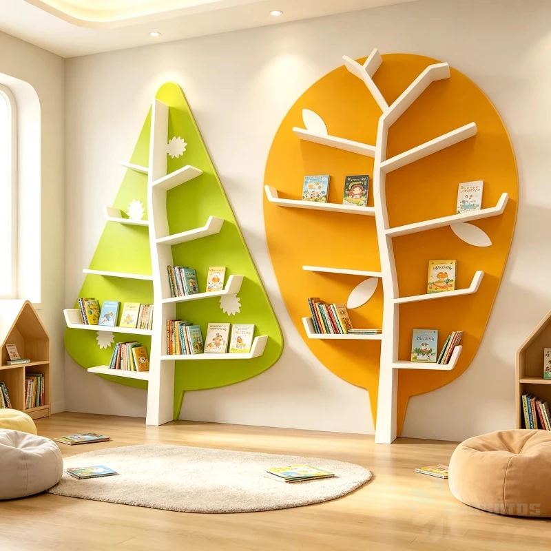 Wall tree bookshelf corridor campus culture wall display shelf picture book shelf