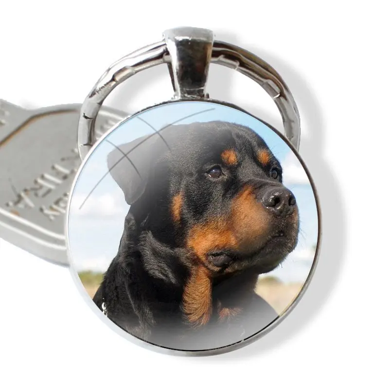 glass cabochon keychain Car key chain Charms keychains Gifts Rottweiler Dog Accessories Phone Cases Covers