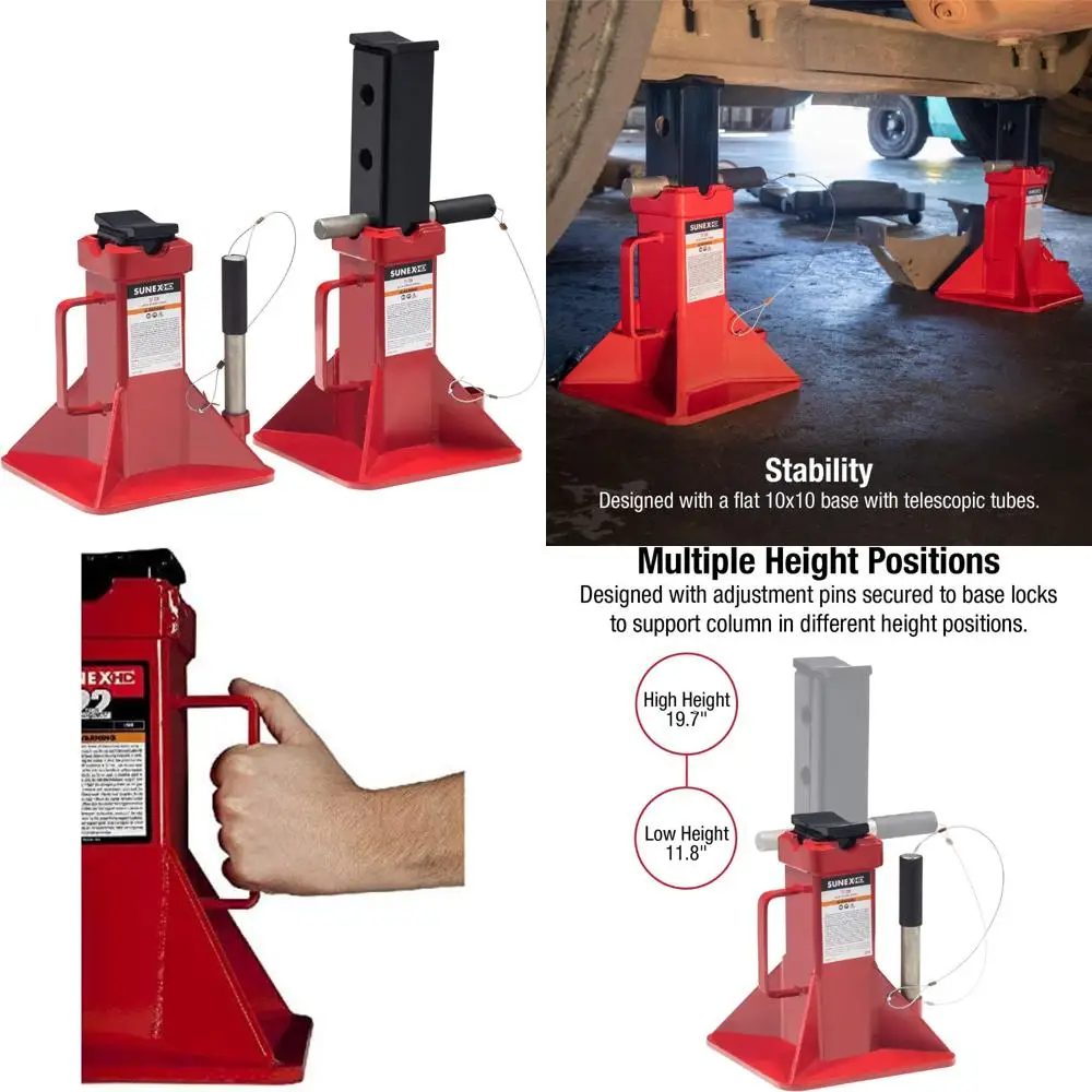 

22-Ton Capacity Heavy Duty Jack Stands Pair for Vehicle Repair and Maintenance Safety