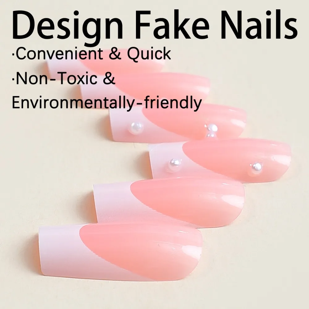 Detachable Wearable Manicure French Fake Nails Square Head Full Cover False Nail Nail Tips Women