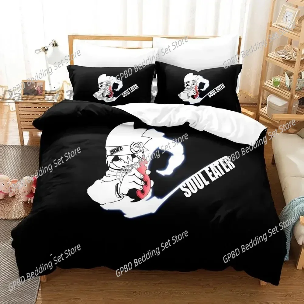 3d Print Anime Soul Eater Comfortable Duvet Quilt Cover Pillowcase Bedding Set Children Bedroom Decoration Home Textile