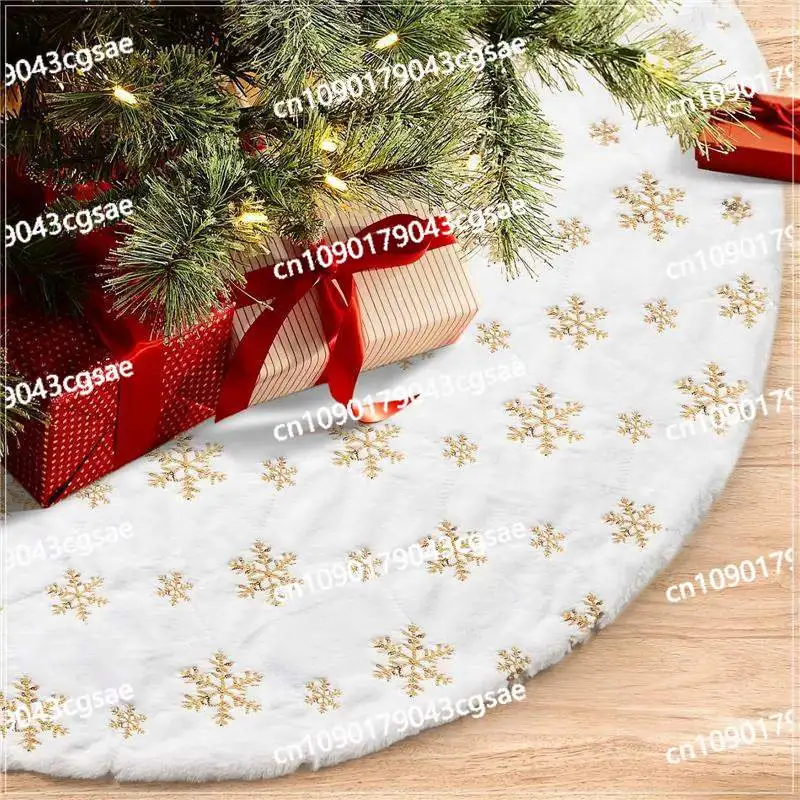 Christmas Tree Skirt Sequins White Carpet Christmas Home Decoration Floor Mat Indoor Bottom Skirt Christmas Eve Dress Up