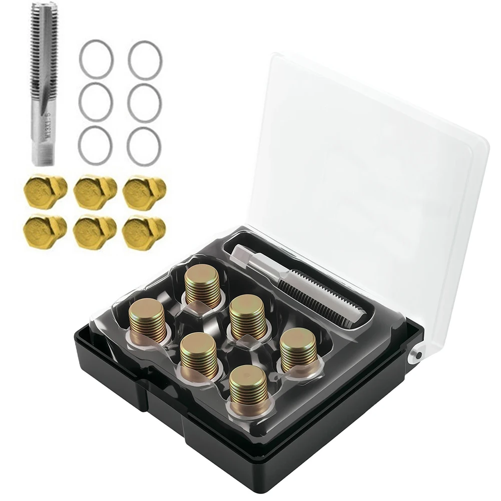 Automotive Tap Set Thread Repair Kit Hardened And Tempered Wear Resistant Repair Damaged Drain Threads Stainless Steel Tool