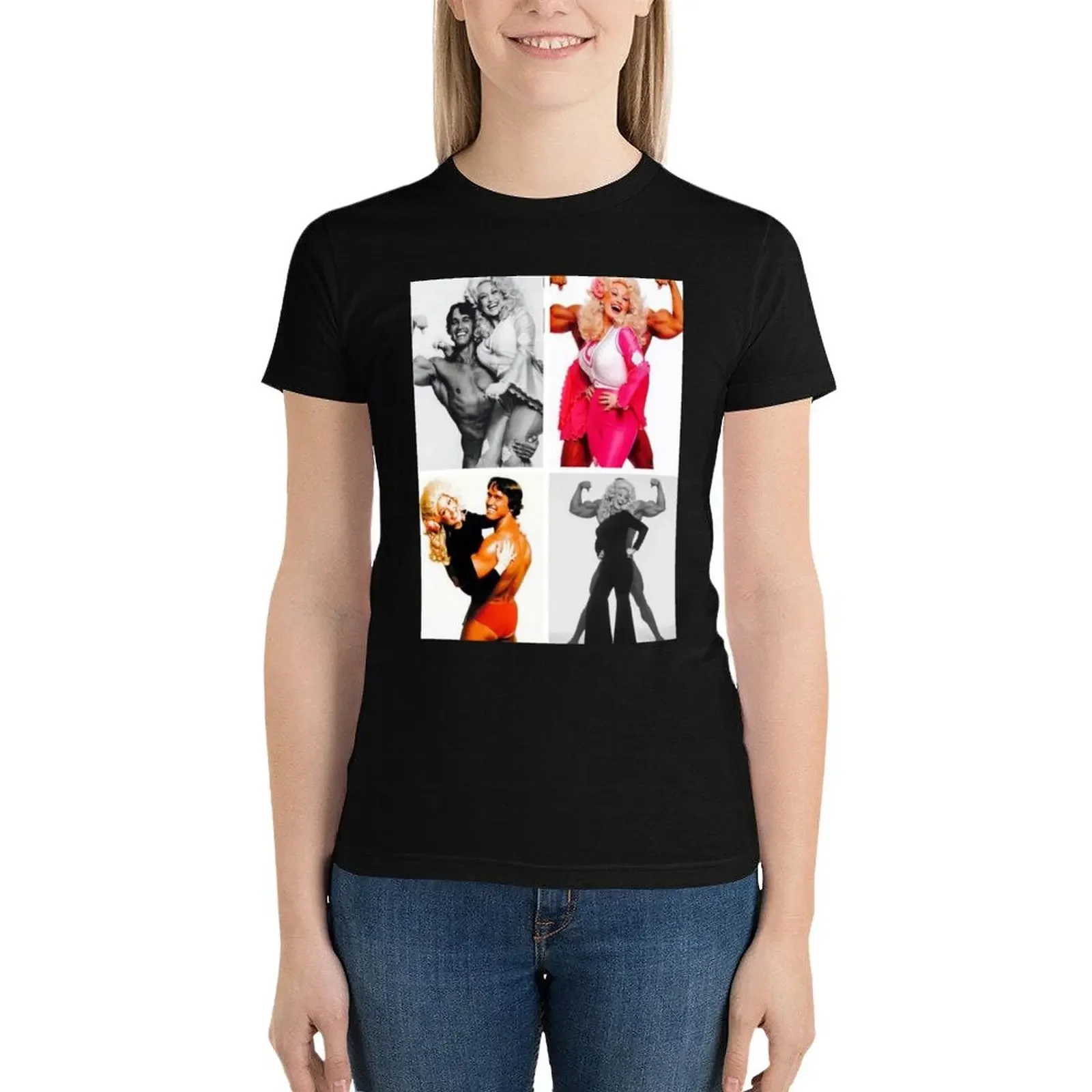 Dolly Parton and Arnie. Kitsch T-Shirt tops Blouse Female clothing Women clothing