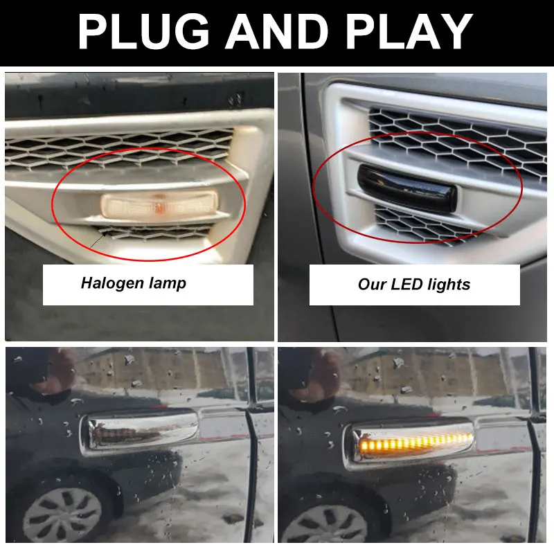 2PCS LED Dynamic Sequential Turn Signal Lights Side Marker Lamp For Land Rover Range Rover Sport Discovery 3 4 Freelander 2