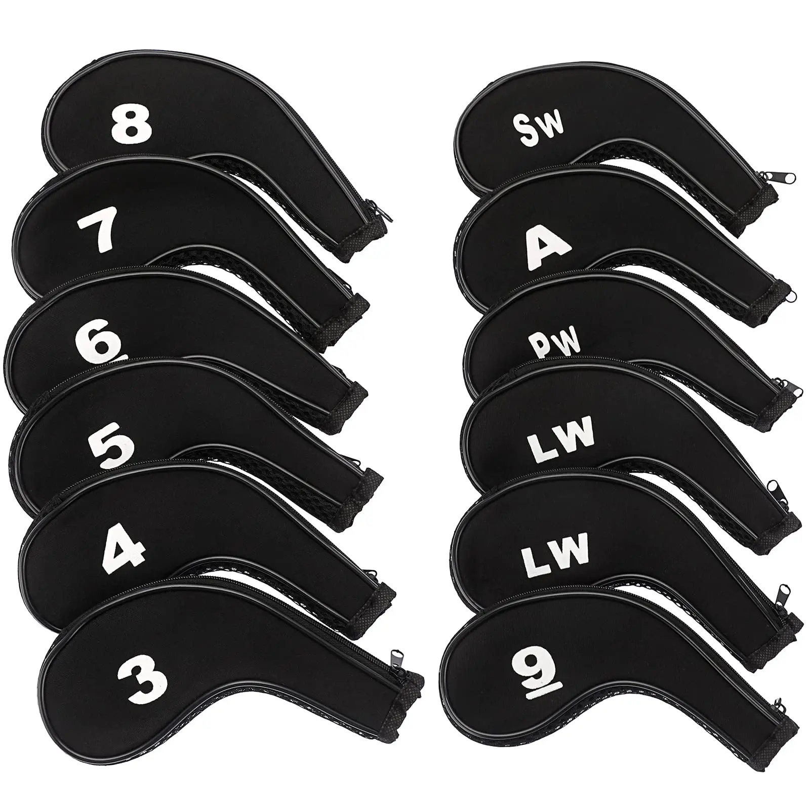 Golf Headcovers Black Head Covers for Club, Iron, Bestsky Custom Design Protectors Closure Long Cover Set Accessories for Gift