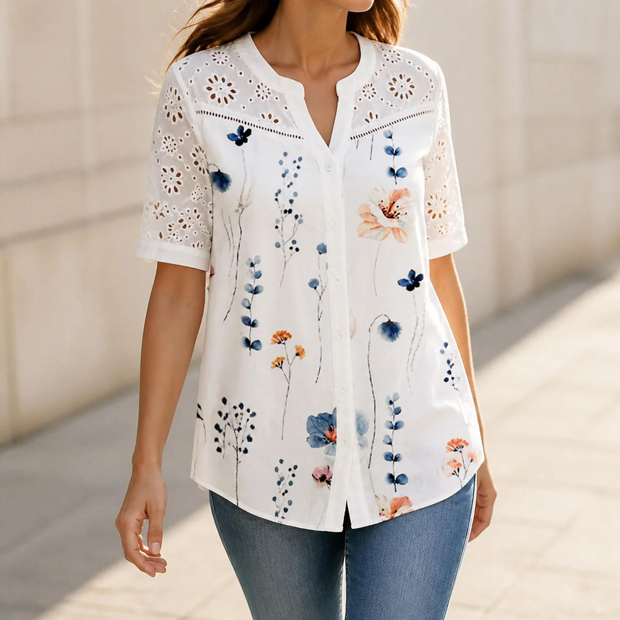 Women's And Women's Tops For Women Western Style Checkered Patchwork Blouse Mandarin Collar 3D Pattern Regular Fit Pullover