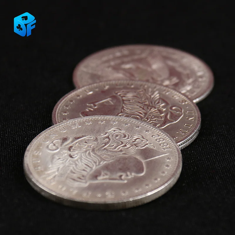 STC Coin Set Coin Change Penetrate Magia Close Up Illusions Magic Tricks Gimmick Props Multiplying Silver Coins to Chip Magica