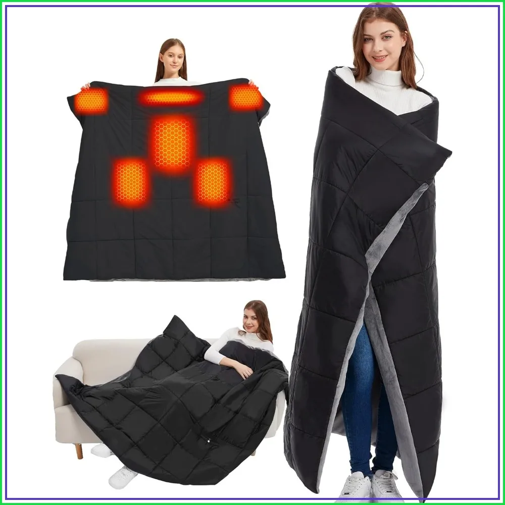 

20000mAh Heated Blanket Battery Powered, 7.4V Portable Cordless Throw, 63x55in Adult Size