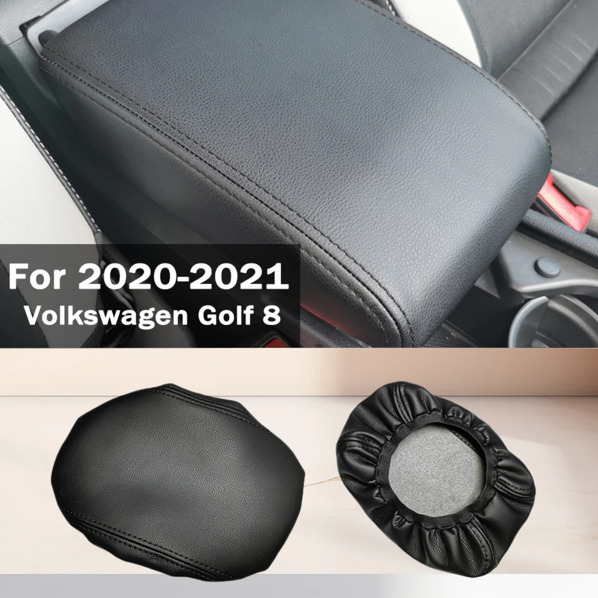 Leather Armrest Cover For Volkswagen Golf 8 2020 2021 Car Styling Center Console Lid Armrest Cover Trim