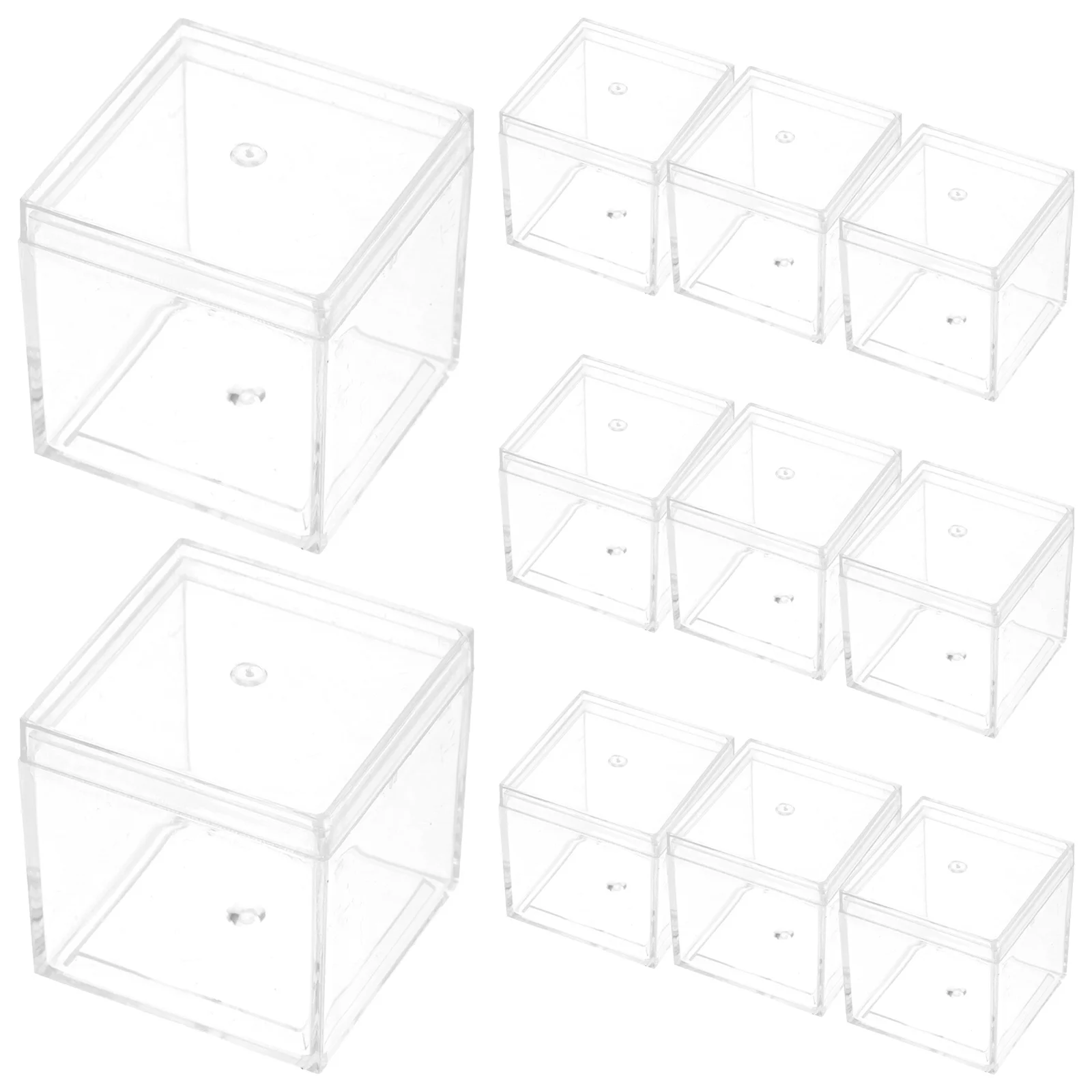 

12Pcs Clear Cube Box Durable Transparent Display Case Mineral Specimen Storage Organizer Stackable Clear Cube Box