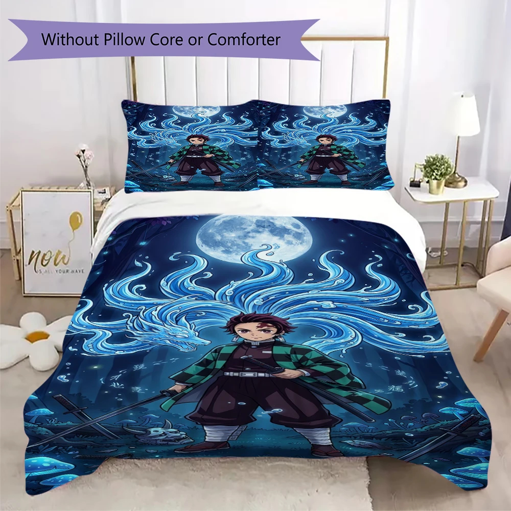 Demon Slayer Character Pillowcase & Duvet Cover Set Anime Themed Bedding Decor Ideal Gift for Every Anime Fan.-Xin