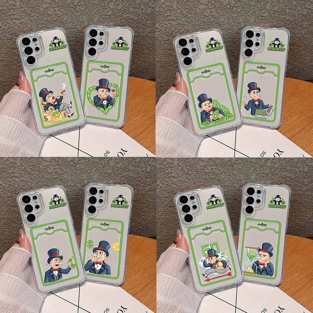 Cartoon Dollar Monopolies Card Hold Case For OPPO A16 A15 A74 A54 A98 Reno 7 8 Realme C55 C53 C35 C33 C31 9I 5G Anti-fall Cases