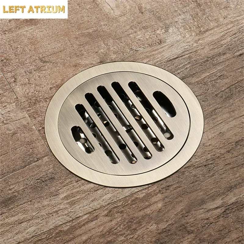 Brass Floor Drains Antique Shower Floor Drain Bathroom Deodorant Round Water Leakage Floor Drain Strainer Cover Grate Waste