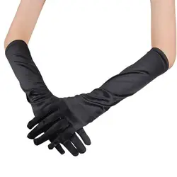 Guantes largos de satén para mujer, manoplas negras para Cosplay, baile nupcial Retro, fáciles de usar, fiestas de cóctel, mascaradas, novedad de 2023