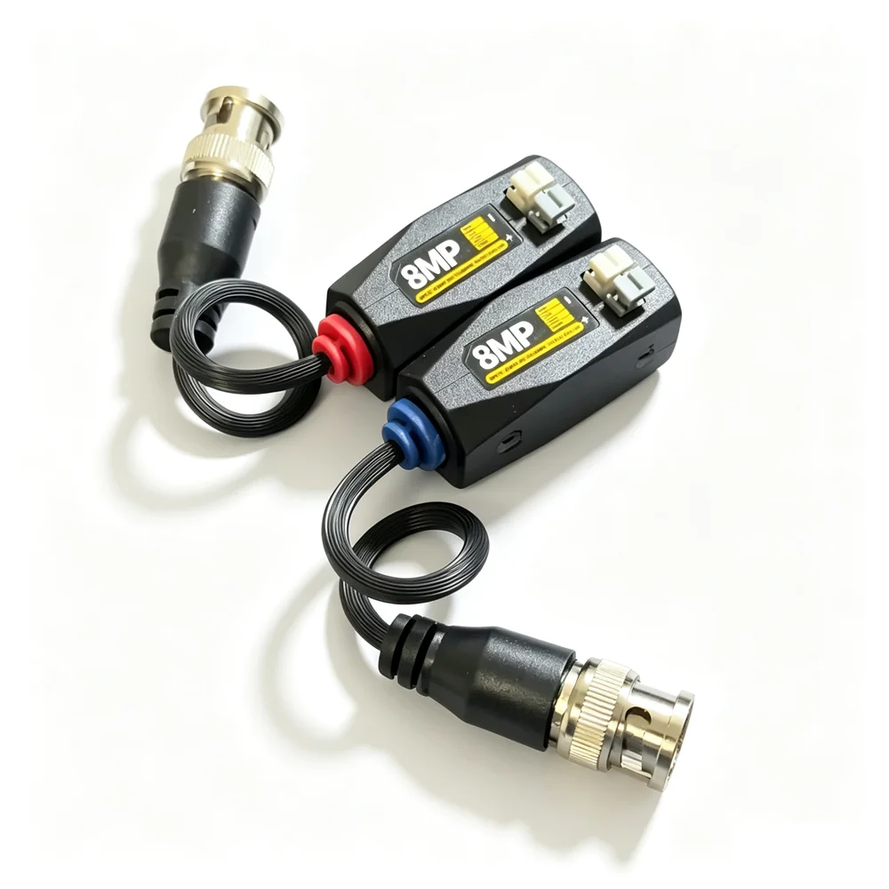 8MP CCTV BNC Video Balun Transceiver With Pigtail, Video Passive Balun For HD-TVI/CVI/AHD/Analog/960H Camera