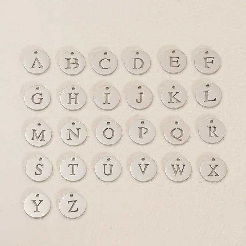 

10pcs/lot Stainless Steel A-Z Initials Alphabet DIY Charms 12mm Round Pendants For Fashion Jewelry Findings Wholesale