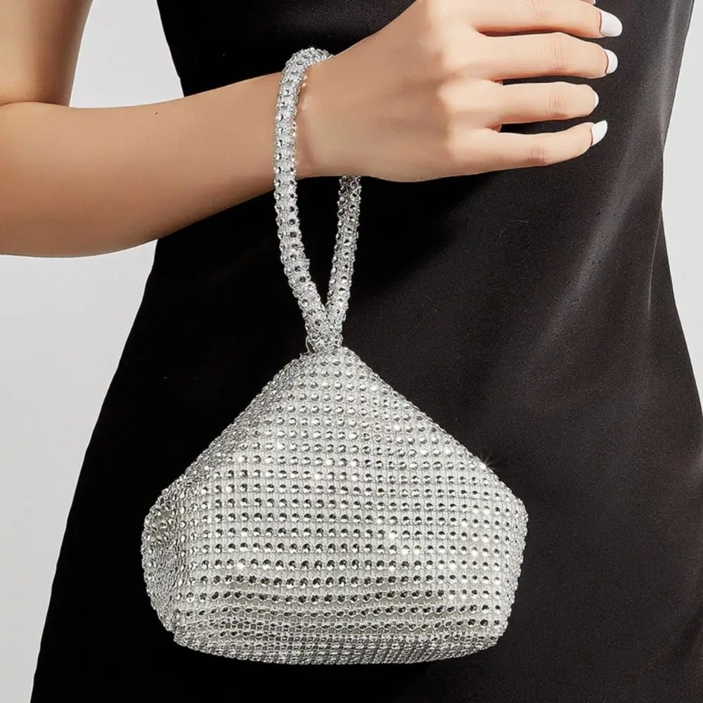 

Shiny Triangle Design Glitter Imitation Rhinestone Clutch Sparkling Fashion Women Handbag Mini Luxury Wrist Purse Evening Party