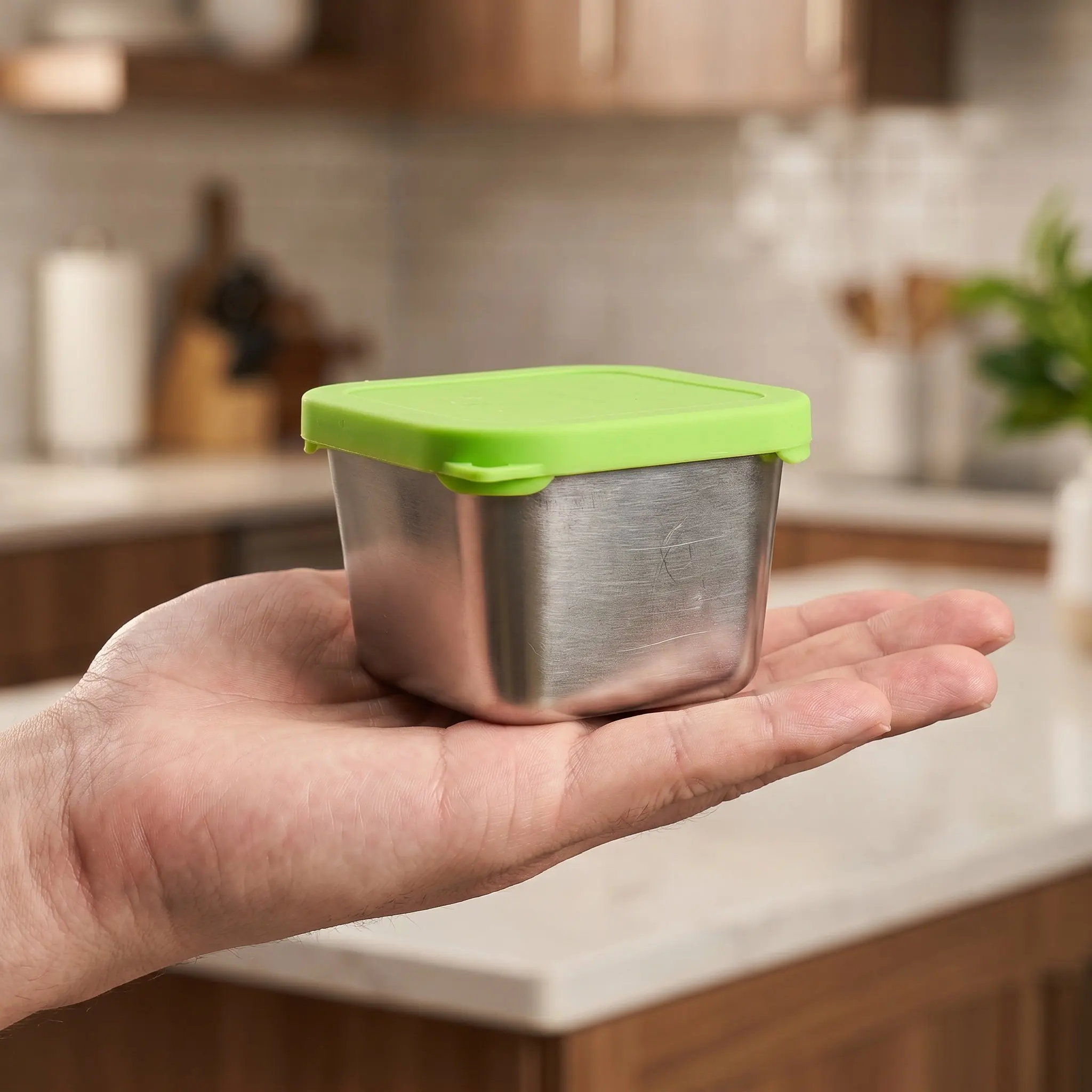 6Pcs Stainless Steel Sauce Cups Leakproof Square Salad Dressing Container Portable Condiment Bowl Metal Ramekins for Outdoor