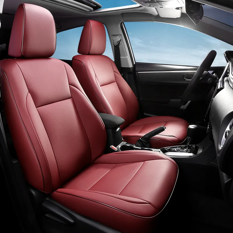 

Универсальные кожаные чехлы на сиденья Toyota Corolla 2014-2023, полный комплект, защитные чехлы премиум-класса для автомобильных сидений для седана