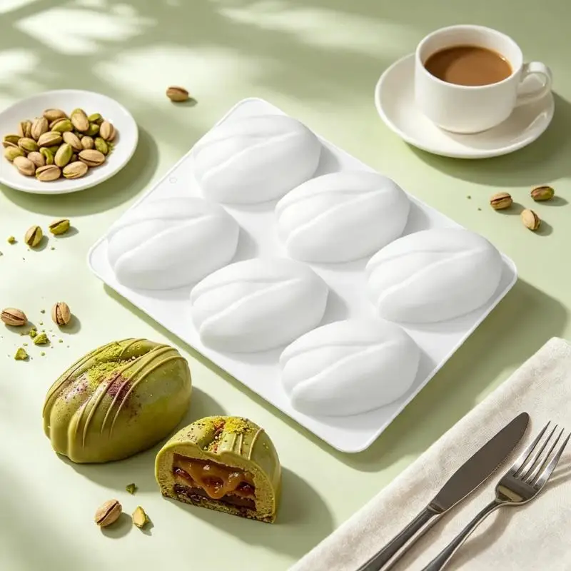 1Pcs Simulated Pistachio Shell Silicone Mold 6/12 Cavity Baking Tool For Chocolate Pudding Cake Dessert Handmade Candle Making A
