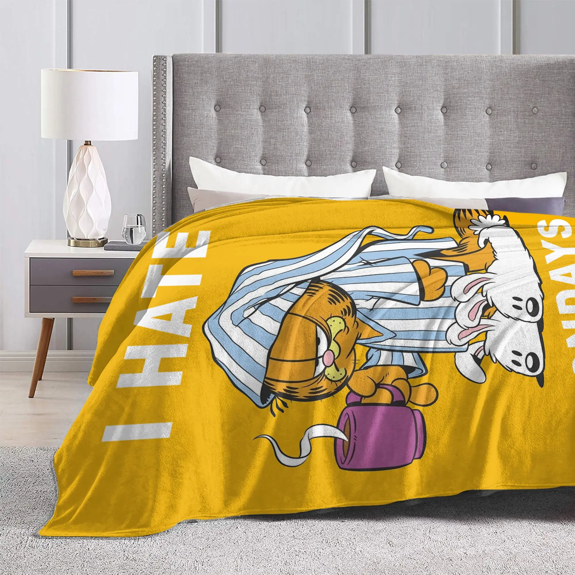 أنا أكره يوم الاثنين بطانية القهوة غارفيلد القط الصوف رمي بطانية الصيف تكييف الهواء الديكور لينة الدافئة المفارش ،