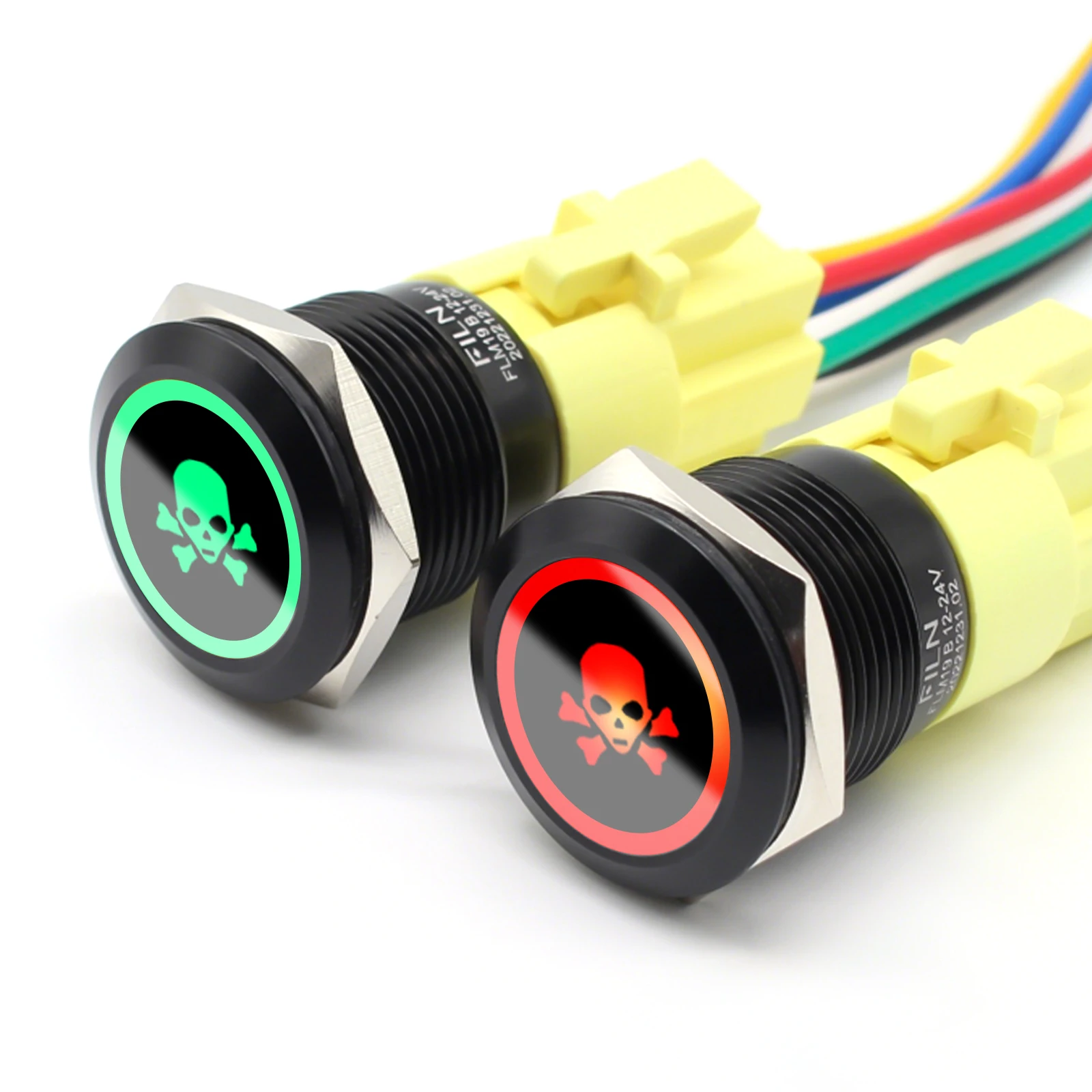 

19mm Metal Button Custom Skull Halloween Button w/ Connector 2-Color (Red/Green）Indoor/Outdoor Industrial & Household Use