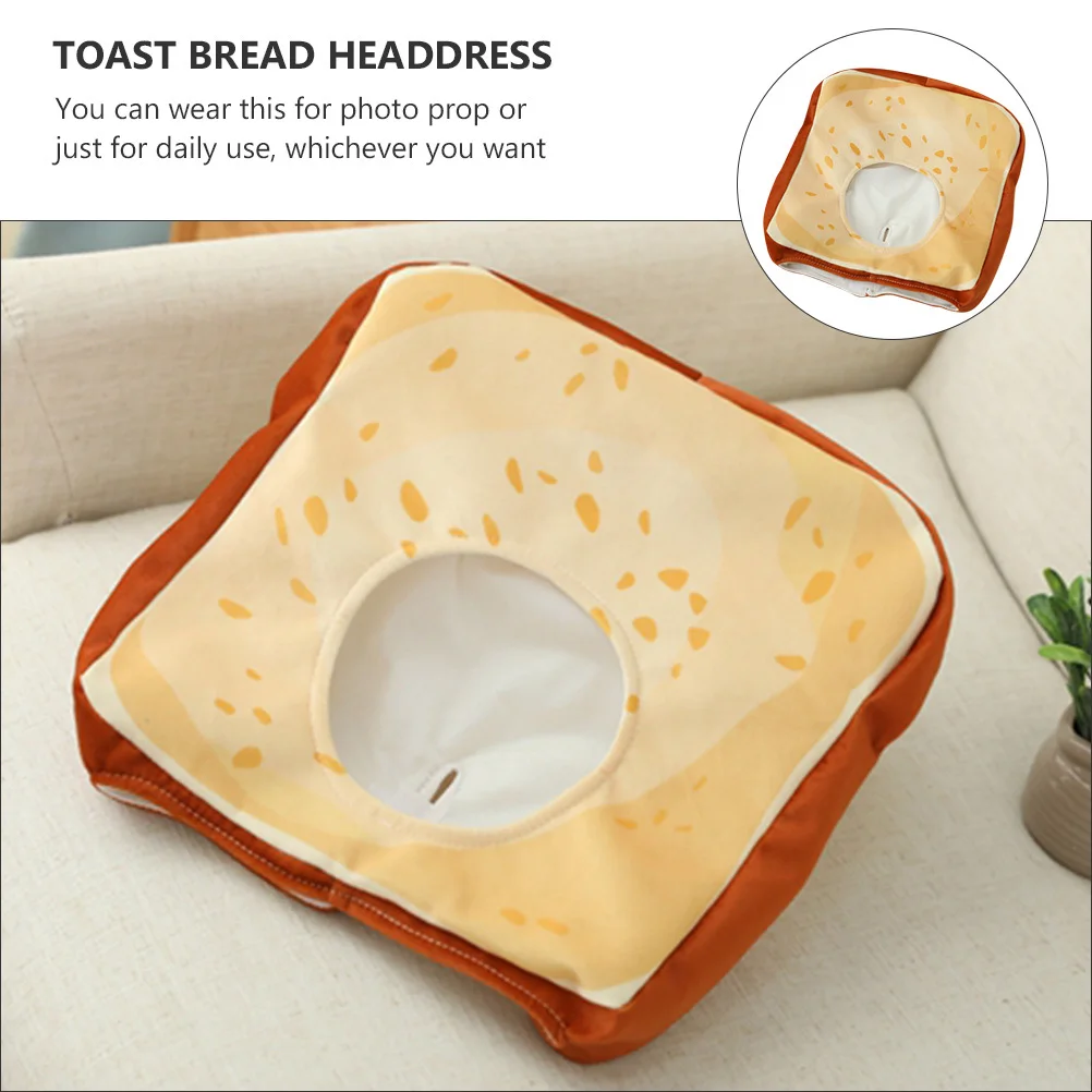

1pc Decorative Hat Toast Bread Shape Party Cap Photo Prop For Kids Halloween Dress Up Accessory Adorable Headgear Trendy Costume