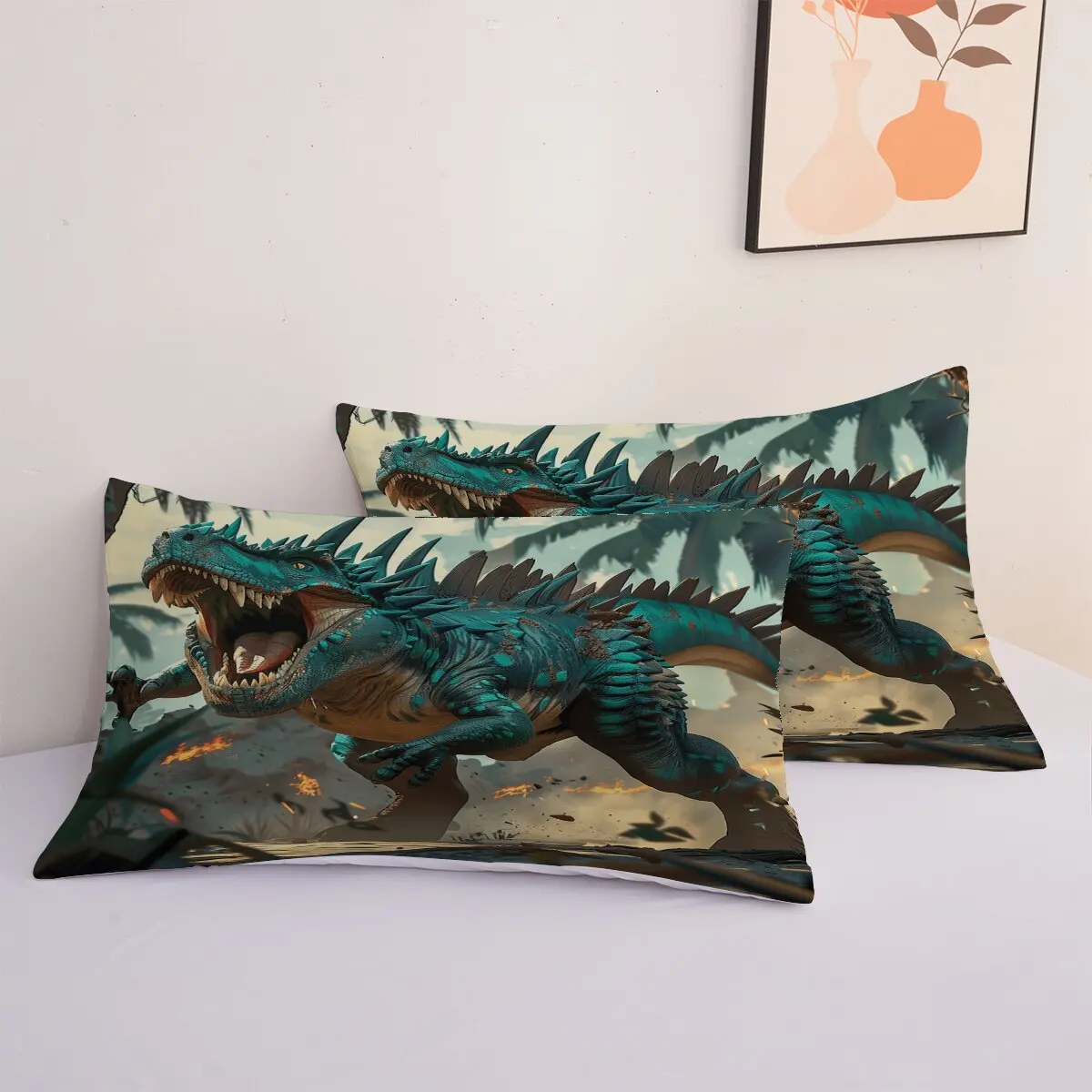 Duvet size  roaring  Printed duvet cover 3-piece set with 2 pillowcases