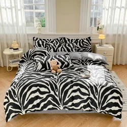 Zebra Duvet Cover Set Black White Animal Print Bedding Comforter Covers and 2 Pillowcases Home Decor for Kids Teens Boys Girls