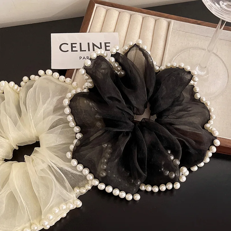 Neues Haarband für Damen, exquisite süße Perle, großer Darm, Scrunch-Ball, Haarknoten, Haargummi, modischer Pferdeschwanz, niedlicher Haarschmuck