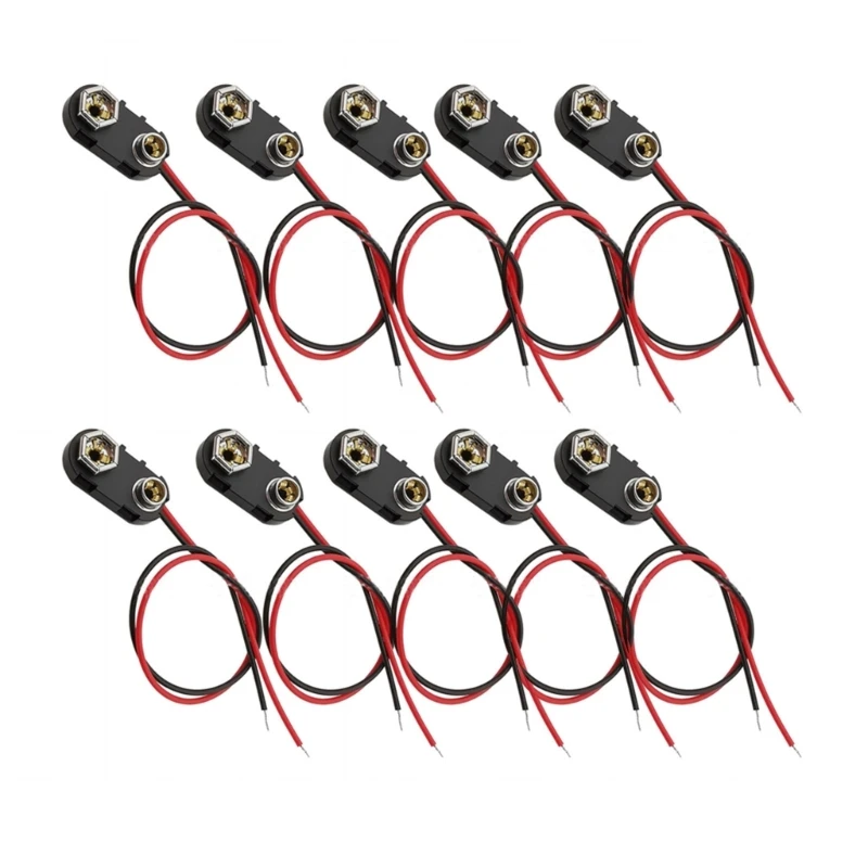 10Pcs 9V Battery Connector with 15cm Battery Connectors 9 Battery Holder for Connection Cable LED Strip