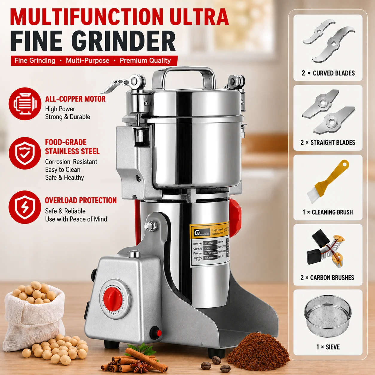 High Power Elektrische Kaffeemühle Küche Getreide Nüsse Bohnen Gewürze Körner Mühle Maschine Multifunktionale Hause Kaffeemühle