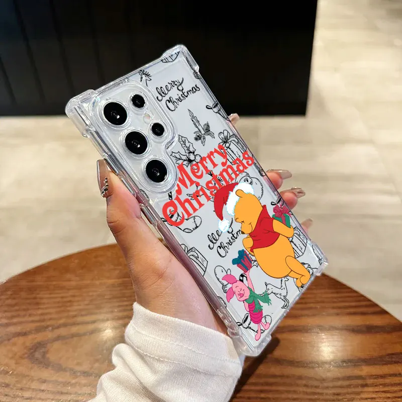 عيد ميلاد سعيد ويني ذا بوه جراب هاتف لهاتف سامسونج جالاكسي S25 FE S24 S23 S22 S21 Ultra S20 Plus نوت 20 10 غطاء شفاف ناعم