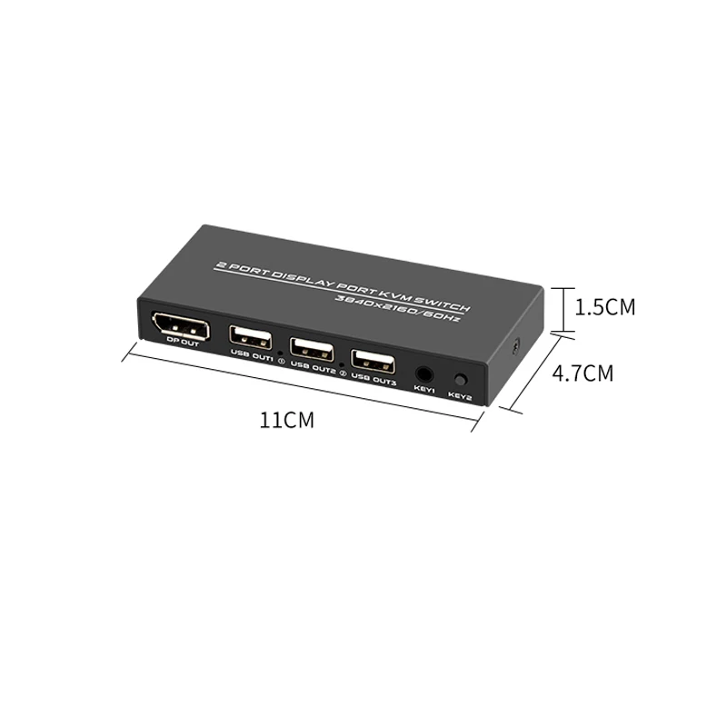 DisplayPort de 2 puertos, conmutador KVM HD 2 en 1, salida DP, 2 piezas, comparte un conjunto de teclado, monitor de ratón, impresora USB, disco U sharer