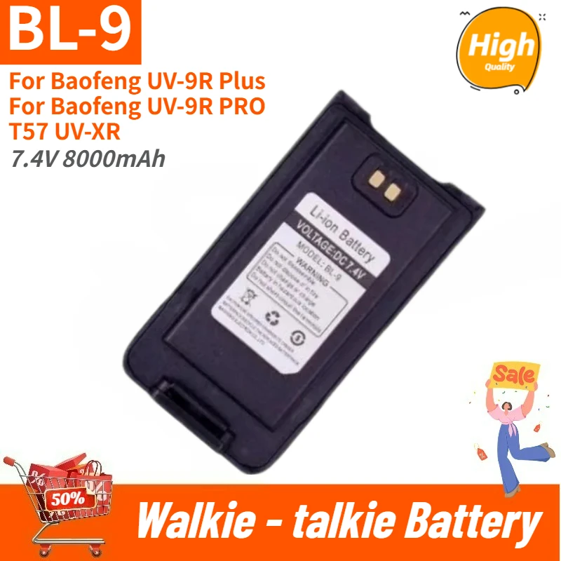 

High Quality 7.4V 8000mAh BL-9 battery with Type-C Charge for Baofeng UV-9R Plus UV-XR UV-9R PRO T57 Walkie - talkie Brand New
