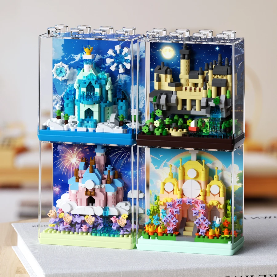 Miniature Architecture Building Blocks Castle Disney Assembly Toys Mini bricks Kids Toys New Year Christmas Gifts