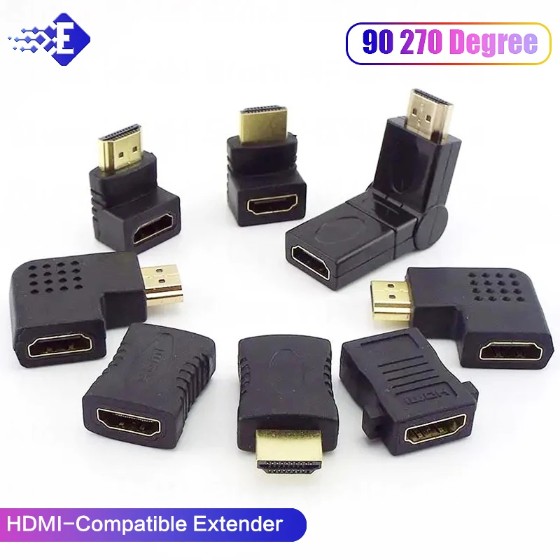 4K HD Connector Mini / Micro HDMI-Compatible Extender HDMI-Compatible Adapter 90 270 Degree Right Angle Male To Female Converter