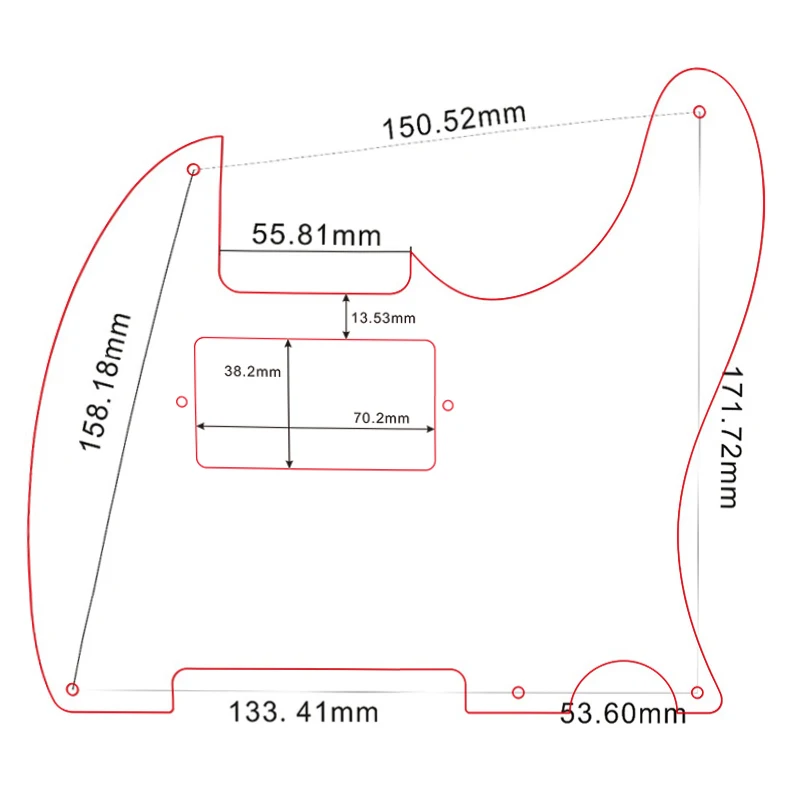 Pleroo Custom Parts - For US Standard 5 Screw Holes 52 Year Tele Telecaster With PAF Humbucker Guitar Pickguard Scratch Plate