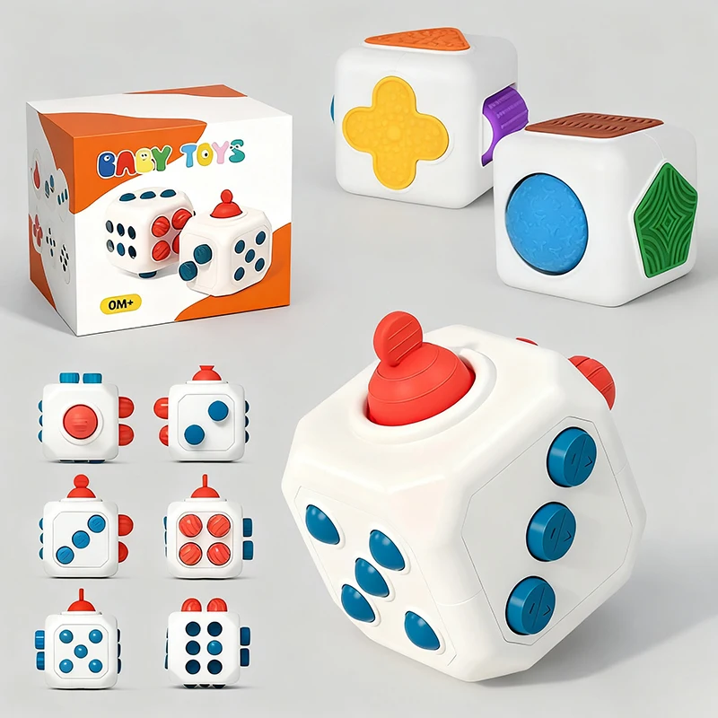 Children's Busy Ball Dice Cube Fidget Toy Baby Finger Tactile Game Autism Adhd Calming Relief Anxiety Fingertip Game Sensory Toy