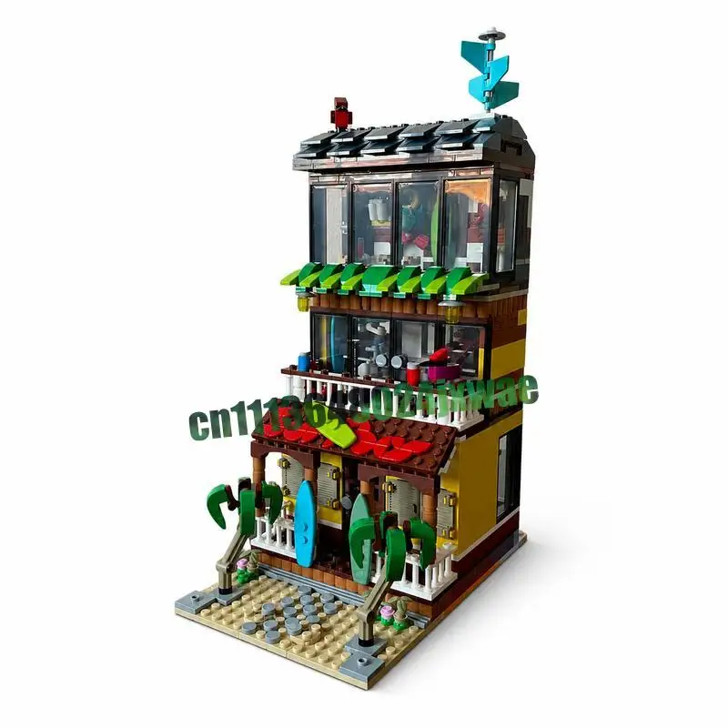 914 Parts Surf Bar Grill Modular MOC Creative Street View Building Blocks DIY Assembly Architecture Toy Collection Popular Gifts