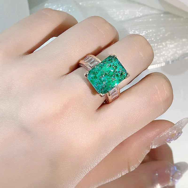 Bague de couple Paraiba en or 18 carats pour femme, argent S925, émeraude, plein de diamants, cadeau de fiançailles, bijoux, nouvelle mode, 2022
